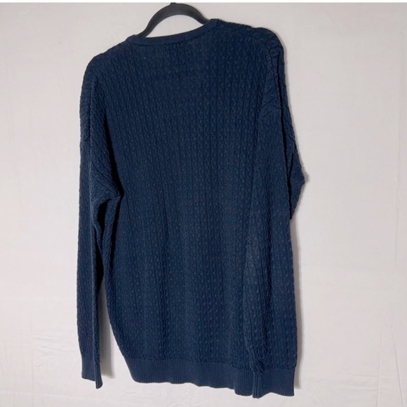 Vintage Tosani Dark Navy Blue Cable Knit V Neck Sweater XL - Picture 12 of 13